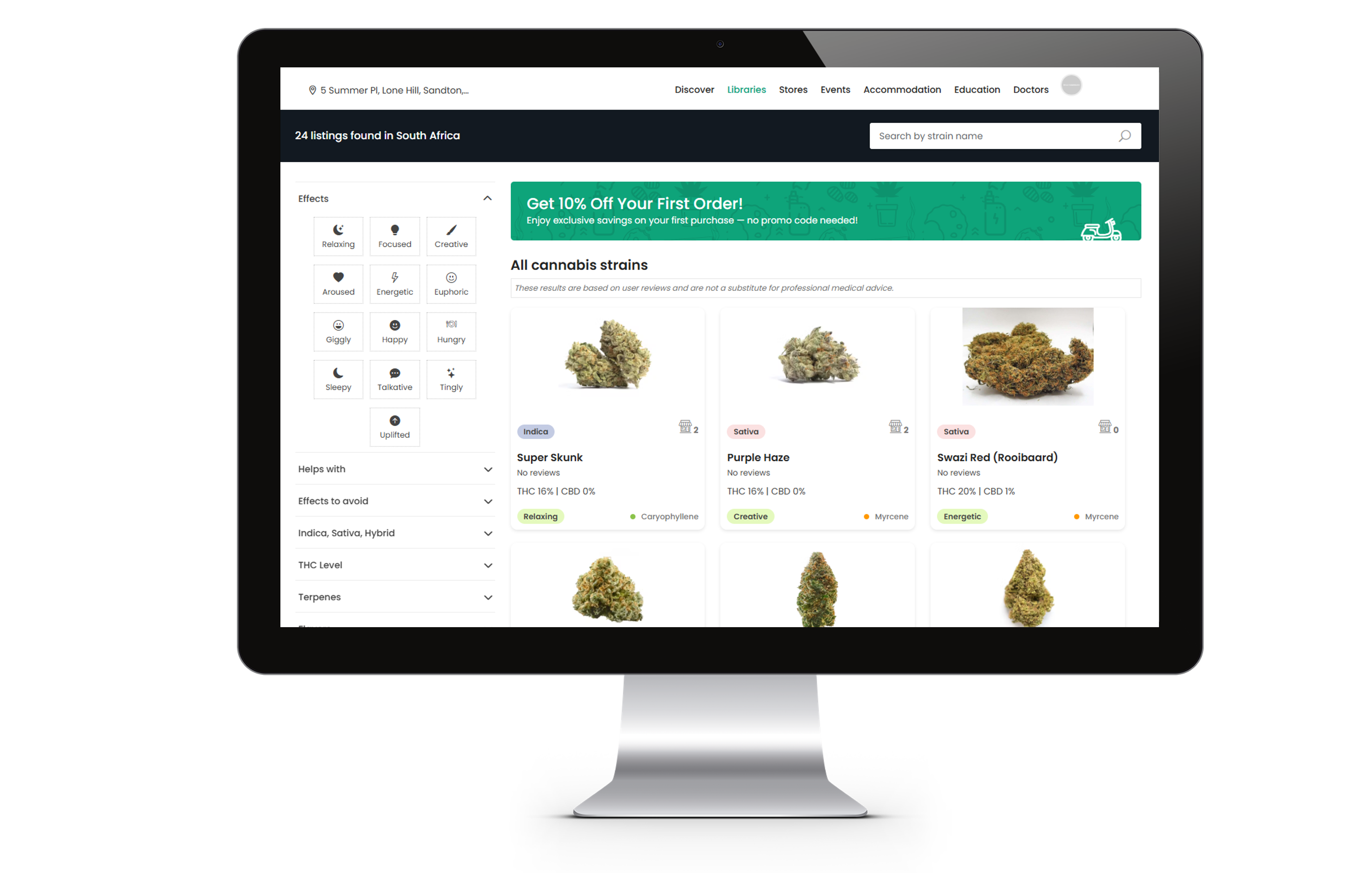 Map showing cannabis businesses